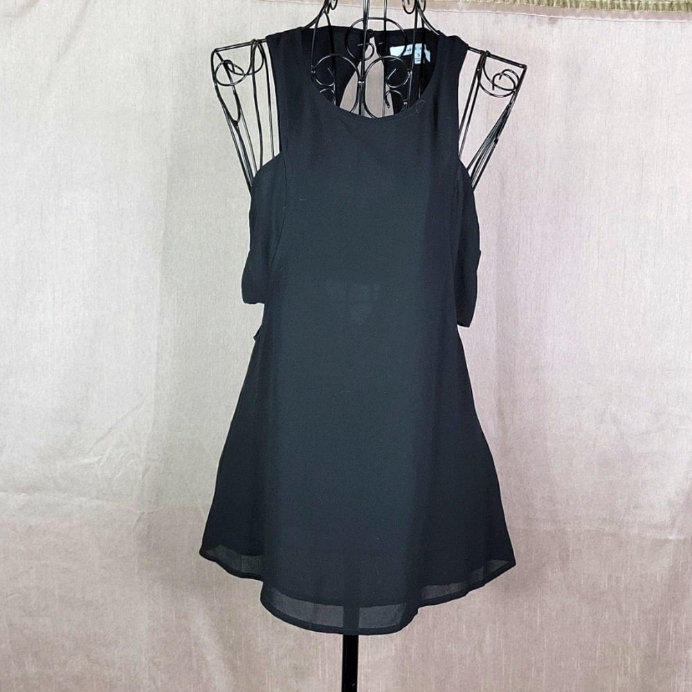NAKED ZEBRA Black Cut‎ Out Blouse Small